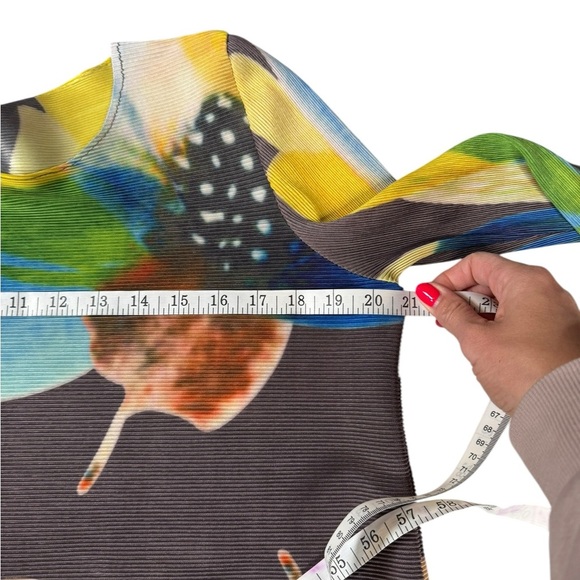 Colorful Abstract Print Pleated Tunic Dress Oversized Stretchy Artsy Vibes B03 - Picture 2 of 5